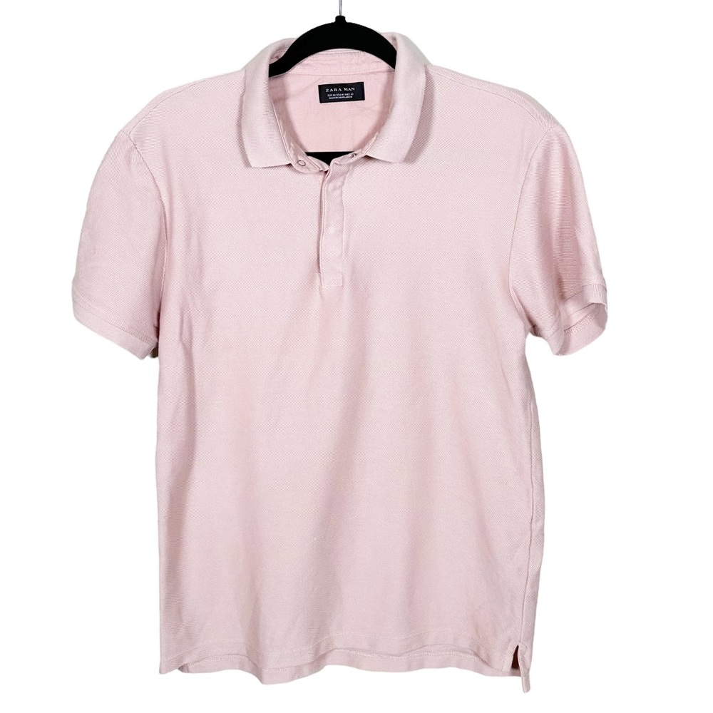Zara Man Pink Pique Polo Shirt